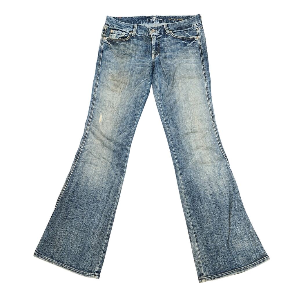 7 For All Mankind Y2K Low Rise A-Pocket Flare Jeans Denim Size 30"